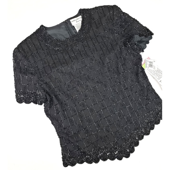 Adrianna Papell Tops - Adrianna Papell Boutique Evening Black Top Beaded